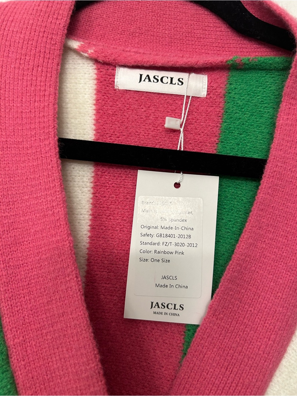 JASCO's Women’s Striped Button-Front Cardigan Jacket - Pink, Green & White - Picture 3 of 3